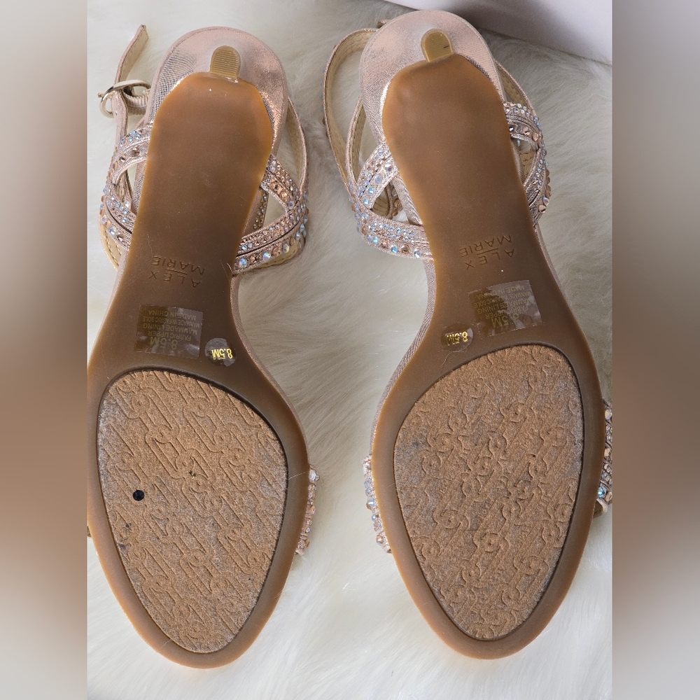 Alex Marie Women's Rose Gold Embellished Heels Size 8 1/2 - Picture 10 of 15